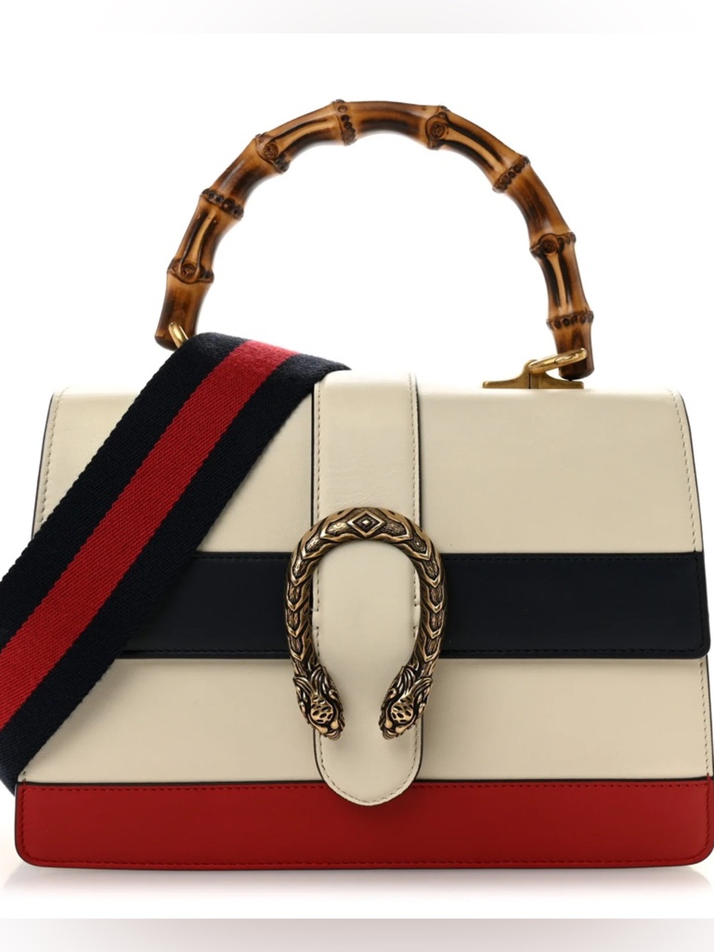 Gucci Web Bamboo Too Handle Crossbody Bag